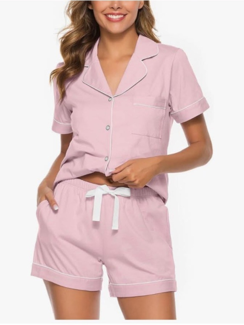 $13-Netcken Classic Short PJ Set - Pink